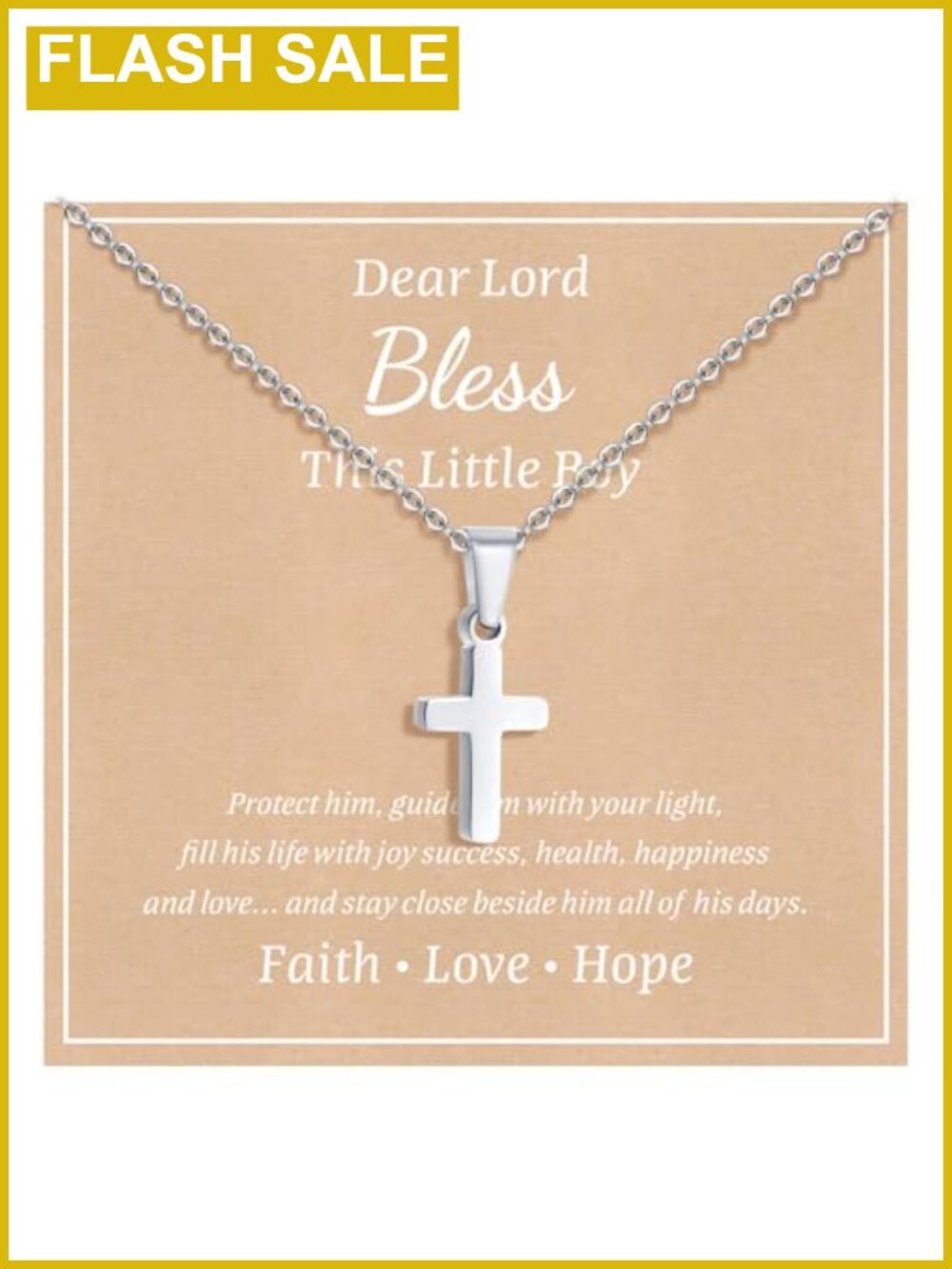 Gold Plated Stainless Steel Cross Necklace for Boys Girls Kids